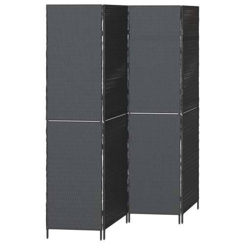 Pregrada za prostor 4 panela sklopiva crna 195x180 cm poli ratan Cijena