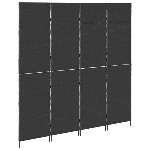 Pregrada za prostor 4 panela sklopiva crna 195x180 cm poli ratan Cijena