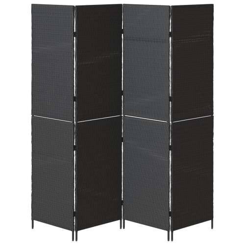 Pregrada za prostor 4 panela sklopiva crna 195x180 cm poli ratan Cijena