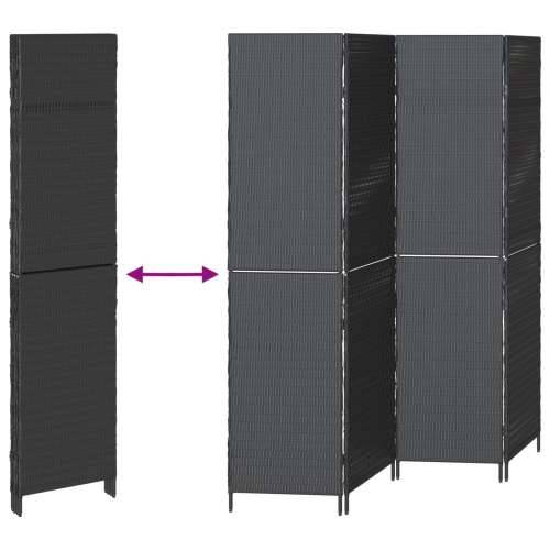 Pregrada za prostor 4 panela sklopiva crna 195x180 cm poli ratan Cijena