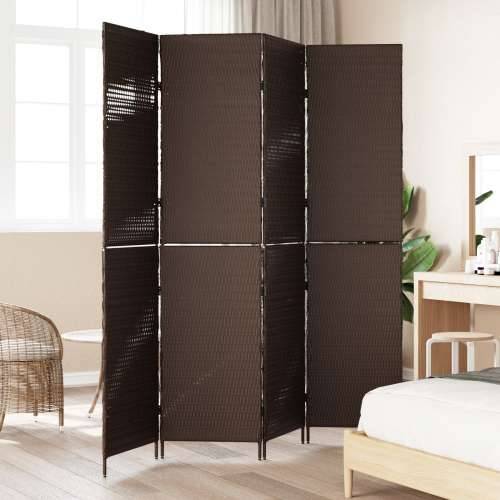 Pregrada za prostor 4 panela Sklopiva Smeđa 195x180 cm Poliratan Cijena