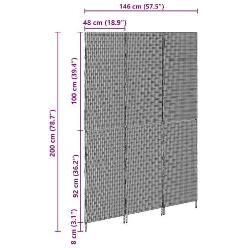 Pregrada za prostor 3 panela Sklopiva Bež 146x200 cm Polietilen Ratan Cijena