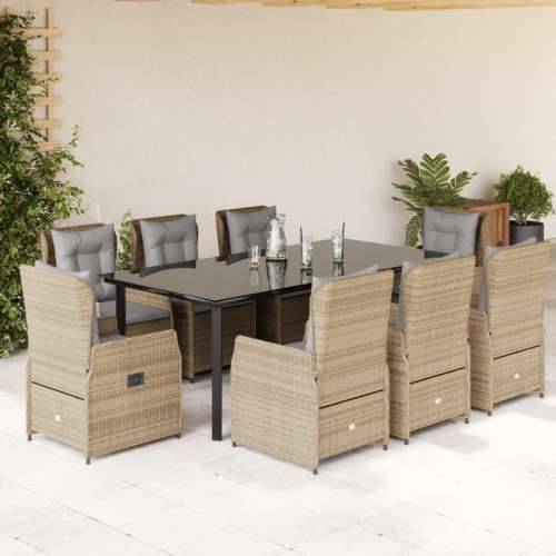 Vrtna garnitura - 9-dijelni vrtni blagovaonski set od poliratana s jastucima bež - bež i svjetlosiva 200 x 100 x 74 cm 8 Cijena