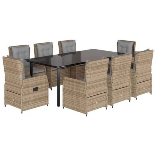 Vrtna garnitura - 9-dijelni vrtni blagovaonski set od poliratana s jastucima bež - bež i svjetlosiva 200 x 100 x 74 cm 8 Cijena
