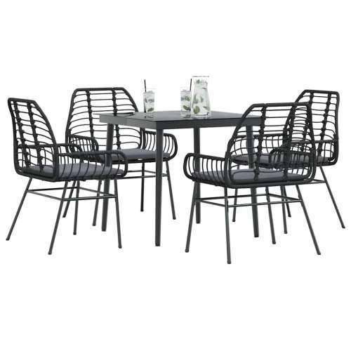 Vrtna garnitura - 5-dijelni vrtni blagovaonski set s jastucima od crnog - Crna 80 x 80 x 74 cm Da 4 Cijena