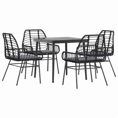 Vrtna garnitura - 5-dijelni vrtni blagovaonski set s jastucima od crnog - Crna 80 x 80 x 74 cm Da 4 Cijena
