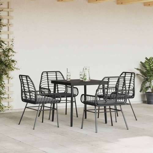 Vrtna garnitura - 5-dijelni vrtni blagovaonski set s jastucima od crnog - Crna 80 x 80 x 74 cm Da 4 Cijena