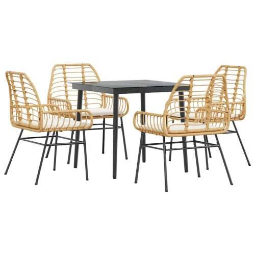Vrtna garnitura - 5-dijelni vrtni blagovaonski set s jastucima poliratan i staklo - Smeđa 80 x 80 x 74 cm Da 4 Cijena