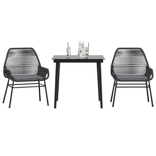 Vrtna garnitura - 3-dijelni vrtni blagovaonski set s jastucima od crnog - Crna 80 x 80 x 74 cm 2 Cijena