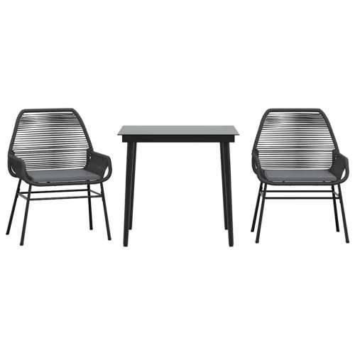 Vrtna garnitura - 3-dijelni vrtni blagovaonski set s jastucima od crnog - Crna 80 x 80 x 74 cm 2 Cijena