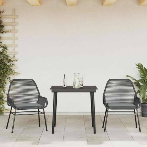 Vrtna garnitura - 3-dijelni vrtni blagovaonski set s jastucima od crnog - Crna 80 x 80 x 74 cm 2 Cijena