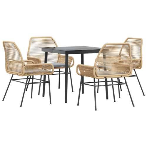 Vrtna garnitura - 5-dijelni vrtni blagovaonski set s jastucima poliratan i staklo - Smeđa 80 x 80 x 74 cm 4 Cijena