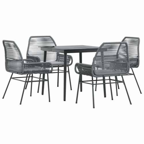 Vrtna garnitura - 5-dijelni vrtni blagovaonski set s jastucima poliratan i staklo - Siva 80 x 80 x 74 cm 4 Cijena