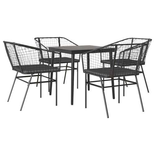 Vrtna garnitura - 5-dijelni vrtni blagovaonski set s jastucima od crnog - Crna 80 x 80 x 74 cm Da 4 Cijena