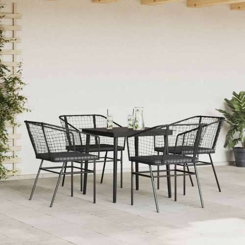 Vrtna garnitura - 5-dijelni vrtni blagovaonski set s jastucima od crnog - Crna 80 x 80 x 74 cm Da 4 Cijena