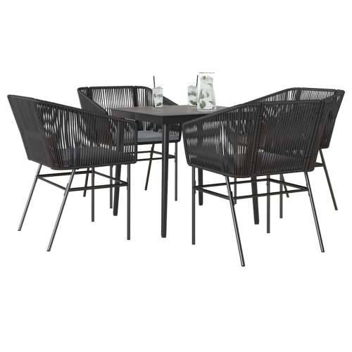 Vrtna garnitura - 5-dijelni vrtni blagovaonski set s jastucima od crnog - Crna 80 x 80 x 74 cm 4 Cijena