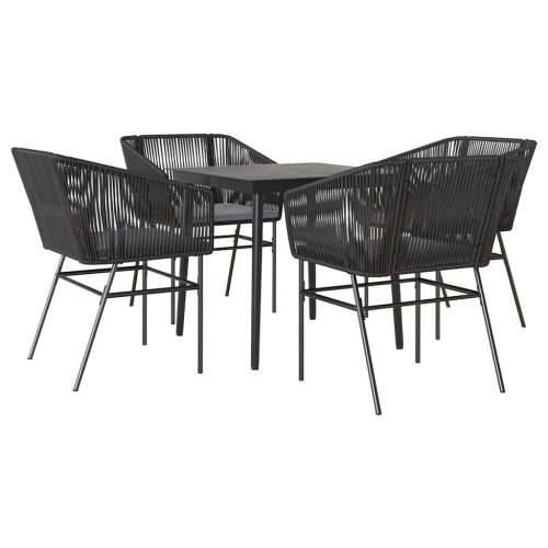 Vrtna garnitura - 5-dijelni vrtni blagovaonski set s jastucima od crnog - Crna 80 x 80 x 74 cm 4 Cijena