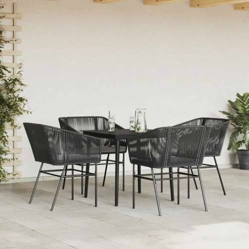Vrtna garnitura - 5-dijelni vrtni blagovaonski set s jastucima od crnog - Crna 80 x 80 x 74 cm 4 Cijena