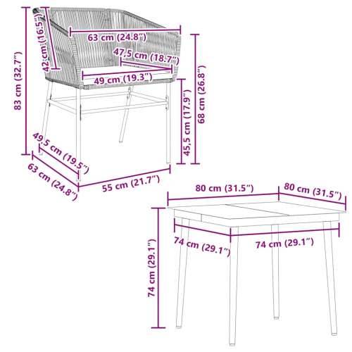Vrtna garnitura - 5-dijelni vrtni blagovaonski set s jastucima od crnog - Crna 80 x 80 x 74 cm 4 Cijena