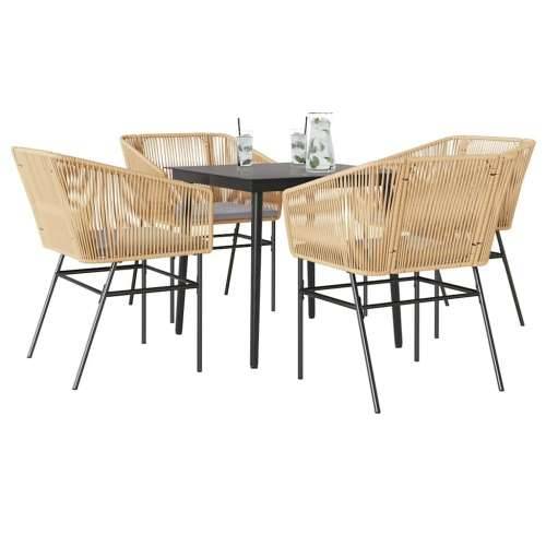 Vrtna garnitura - 5-dijelni vrtni blagovaonski set s jastucima poliratan i staklo - Smeđa 80 x 80 x 74 cm 4 Cijena