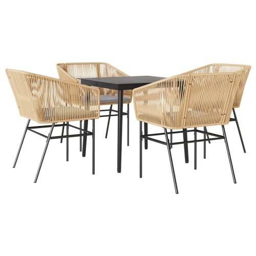 Vrtna garnitura - 5-dijelni vrtni blagovaonski set s jastucima poliratan i staklo - Smeđa 80 x 80 x 74 cm 4 Cijena