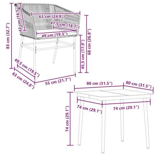 Vrtna garnitura - 5-dijelni vrtni blagovaonski set s jastucima poliratan i staklo - Smeđa 80 x 80 x 74 cm 4 Cijena