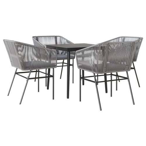 Vrtna garnitura - 5-dijelni vrtni blagovaonski set s jastucima poliratan i staklo - Siva 80 x 80 x 74 cm 4 Cijena