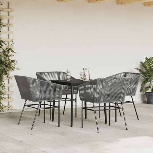 Vrtna garnitura - 5-dijelni vrtni blagovaonski set s jastucima poliratan i staklo - Siva 80 x 80 x 74 cm 4 Cijena