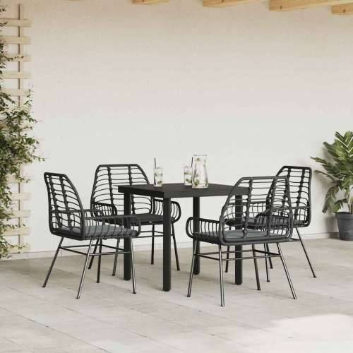 Vrtna garnitura - 5-dijelni vrtni blagovaonski set s jastucima od crnog - Crna i tamno siva 80 x 80 x 74 cm 4 Cijena