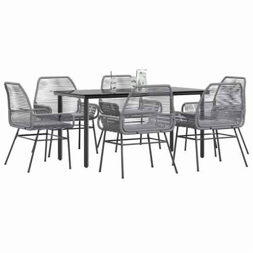 Vrtna garnitura - 7-dijelni vrtni blagovaonski set s jastucima poliratan i staklo - Siva 160 x 80 x 74 cm 6 Cijena