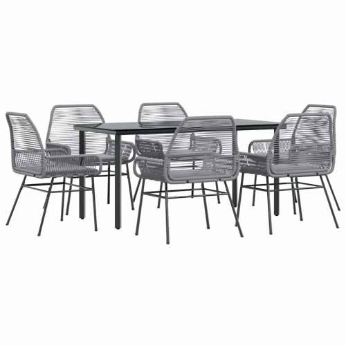 Vrtna garnitura - 7-dijelni vrtni blagovaonski set s jastucima poliratan i staklo - Siva 160 x 80 x 74 cm 6 Cijena