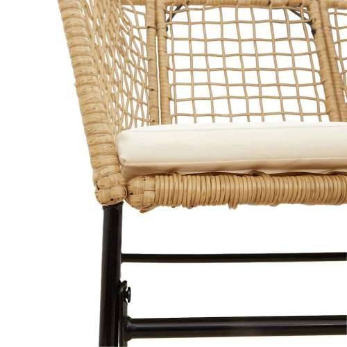 Vrtna garnitura - 3-dijelni vrtni blagovaonski set s jastucima poliratan i staklo - Smeđa i krem ​​bijela 80 x 80 x 74 cm 2 Cijena