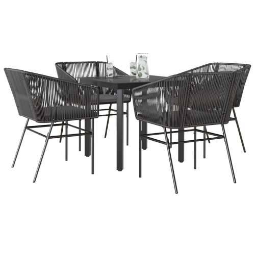 Vrtna garnitura - 5-dijelni vrtni blagovaonski set s jastucima od crnog - Crna 80 x 80 x 74 cm 4 Cijena