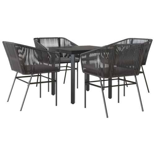 Vrtna garnitura - 5-dijelni vrtni blagovaonski set s jastucima od crnog - Crna 80 x 80 x 74 cm 4 Cijena