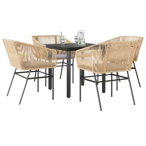 Vrtna garnitura - 5-dijelni vrtni blagovaonski set s jastucima poliratan i staklo - Smeđa 80 x 80 x 74 cm 4 Cijena
