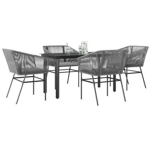 Vrtna garnitura - 5-dijelni vrtni blagovaonski set s jastucima poliratan i staklo - Siva 140 x 70 x 74 cm 4 Cijena