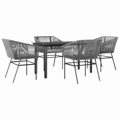 Vrtna garnitura - 5-dijelni vrtni blagovaonski set s jastucima poliratan i staklo - Siva 140 x 70 x 74 cm 4 Cijena