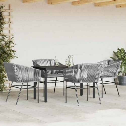Vrtna garnitura - 5-dijelni vrtni blagovaonski set s jastucima poliratan i staklo - Siva 140 x 70 x 74 cm 4 Cijena