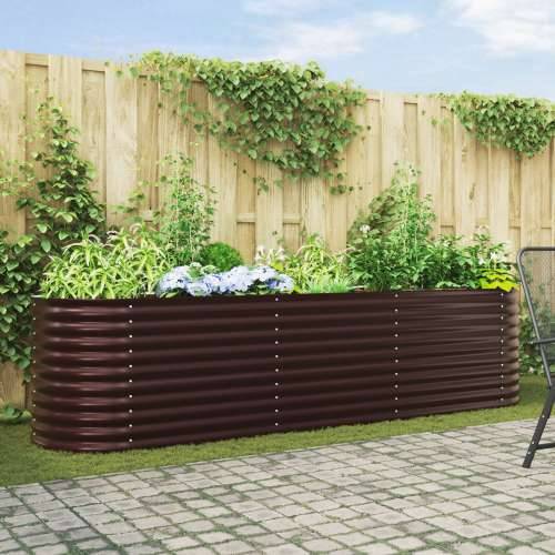 vrtni povišeni krevet smeđi 320x80x81 cm od pocinčanog čelika Cijena