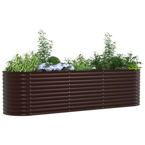 vrtni povišeni krevet smeđi 320x80x81 cm od pocinčanog čelika Cijena