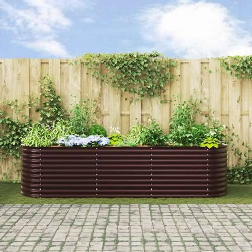vrtni povišeni krevet smeđi 320x80x81 cm od pocinčanog čelika Cijena