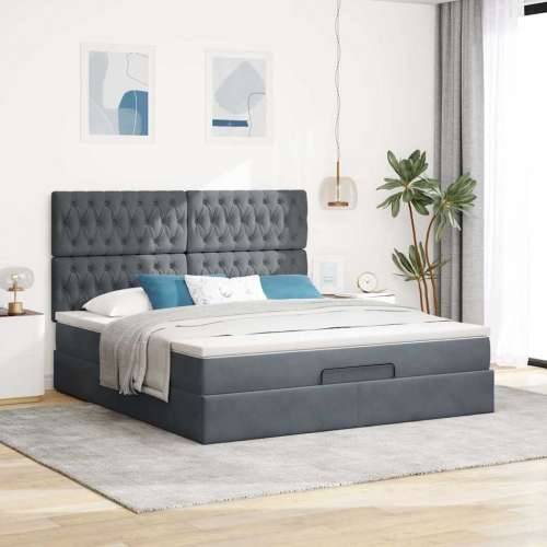 Okvir kreveta s madracima tamnosivi 160x200cm baršunasti - Tamno siva 160 x 200 cm Dizajn s gumbima Cijena