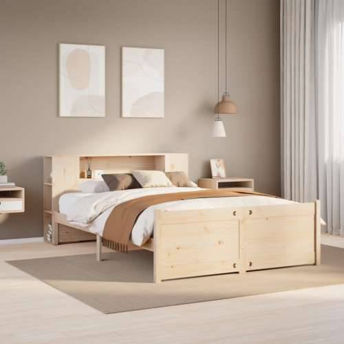Krevet s regalom za knjige bez madraca 120x190 cm od borovine - Prirodna 120 x 190 cm Cijena