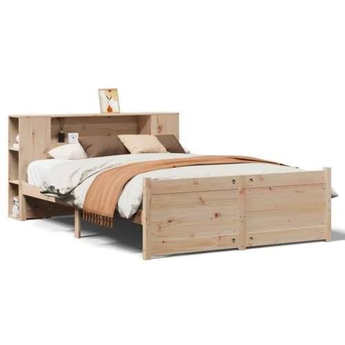 Krevet s regalom za knjige bez madraca 120x190 cm od borovine - Prirodna 120 x 190 cm Cijena