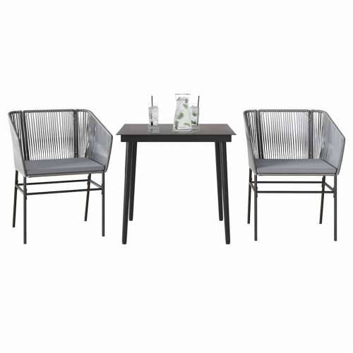Vrtna garnitura - 3-dijelni vrtni blagovaonski set s jastucima poliratan i staklo - Siva 80 x 80 x 74 cm 2 Cijena