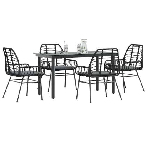 Vrtna garnitura - 5-dijelni vrtni blagovaonski set s jastucima od crnog - Crna i tamno siva 140 x 70 x 74 cm 4 Cijena