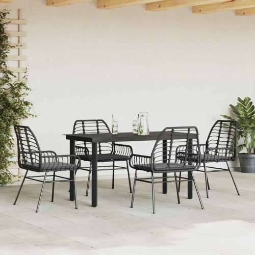 Vrtna garnitura - 5-dijelni vrtni blagovaonski set s jastucima od crnog - Crna i tamno siva 140 x 70 x 74 cm 4 Cijena