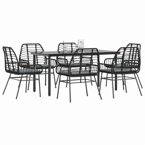 Vrtna garnitura - 7-dijelni vrtni blagovaonski set s jastucima, crno - Crna i tamno siva 160 x 80 x 74 cm 6 Cijena