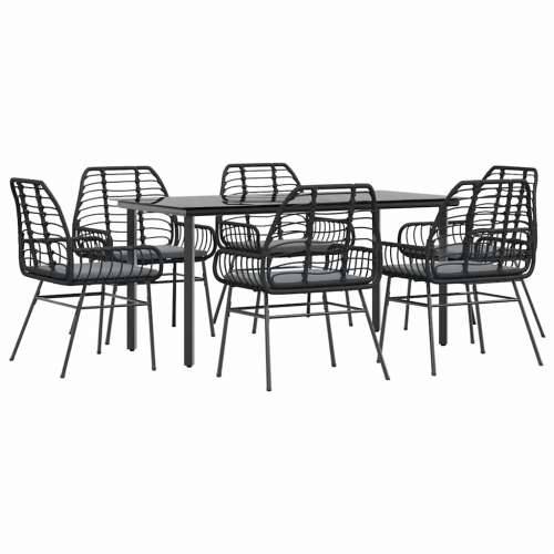 Vrtna garnitura - 7-dijelni vrtni blagovaonski set s jastucima, crno - Crna i tamno siva 160 x 80 x 74 cm 6 Cijena