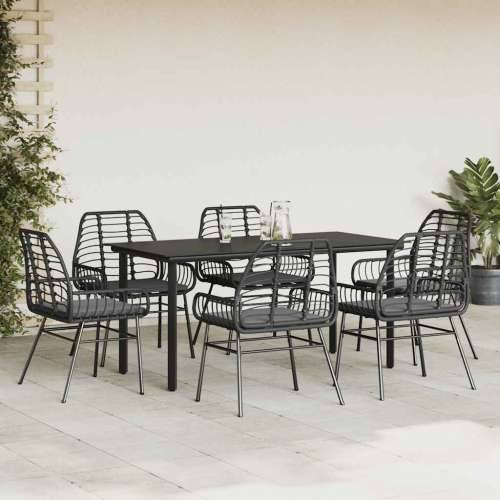 Vrtna garnitura - 7-dijelni vrtni blagovaonski set s jastucima, crno - Crna i tamno siva 160 x 80 x 74 cm 6 Cijena